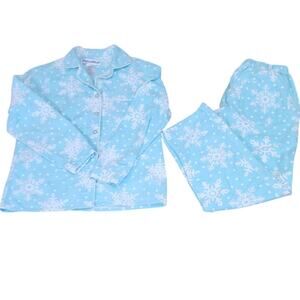 Pajama Mania Flannel Snow Flake Print Pajama's Womens Size Small
